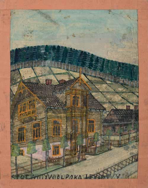 papier, ramka z papieru kolorowego, 25,5 x 20,5 cm na odwrocie pieczątka autorska u dołu