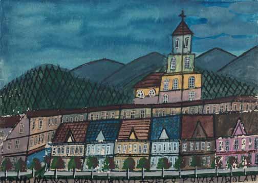 24 Miasto w górach ołówek, akwarela, gwasz, karton, 14,5 x 20,5 cm na odwrocie dwie pieczątki autorskie u