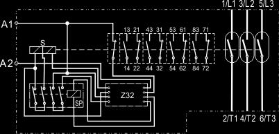 Schemat elektryczny stycznika HTV 250V napęd na 230 V a.c. Czasy własne stycznika sterowanego napięciem 230 V a.