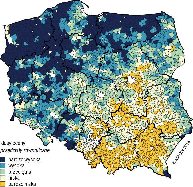 III.3. Charakterystyka funkcji rolniczej wschodniej należałoby zaliczyć jeszcze południowo-wschodnią część Wielkopolski. Rysunek III.22.