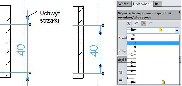 Rysunek 4.31. Przykłady zmiany wyświetlania wymiarów Rysunek 4.32.