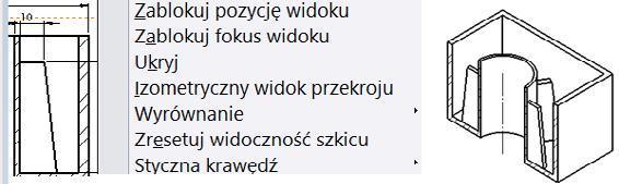 Poniżej przedstawiono przykład menu po kliknięciu widoku przekroju prawym przyciskiem myszy (rysunek 4.33)