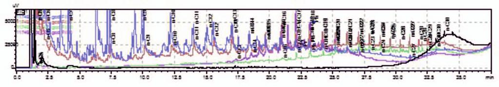 kriogenicznej były kierowane do chromatografu, a po zakończeniu analizy chromatograficznej i schłodzeniu układu tę samą próbkę pirolizowano w kolejnej wyższej temperaturze.