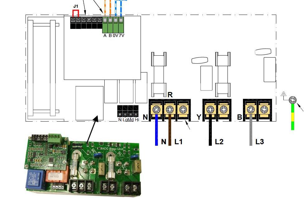 4.12 Schemat okablowania instalatora - ogrzewanie elektryczne, z regulatorem SmartElec ZACISKI WCISKANE ZACISKI ŚRUBOWE ZEWNĘTRZNY REGULATOR CZASOWY - ZDJĄĆ ZŁĄCZE J1 PANEL STEROWANIA (widok od tyłu)