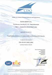 TECNA GROUP OVERVIEW CERTYFIKACJE
