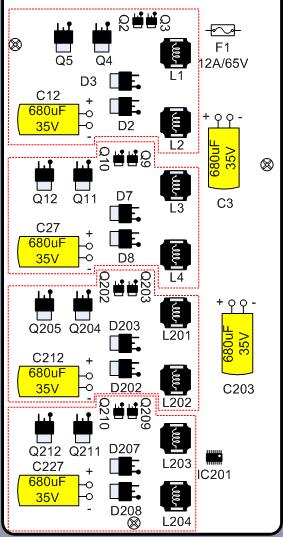 Wytwarzanie napięcia 27V w konwerterach DD na module inwertera M1 M2 Obecne są cztery źródła napięcia dostarczające napięcie + (27.