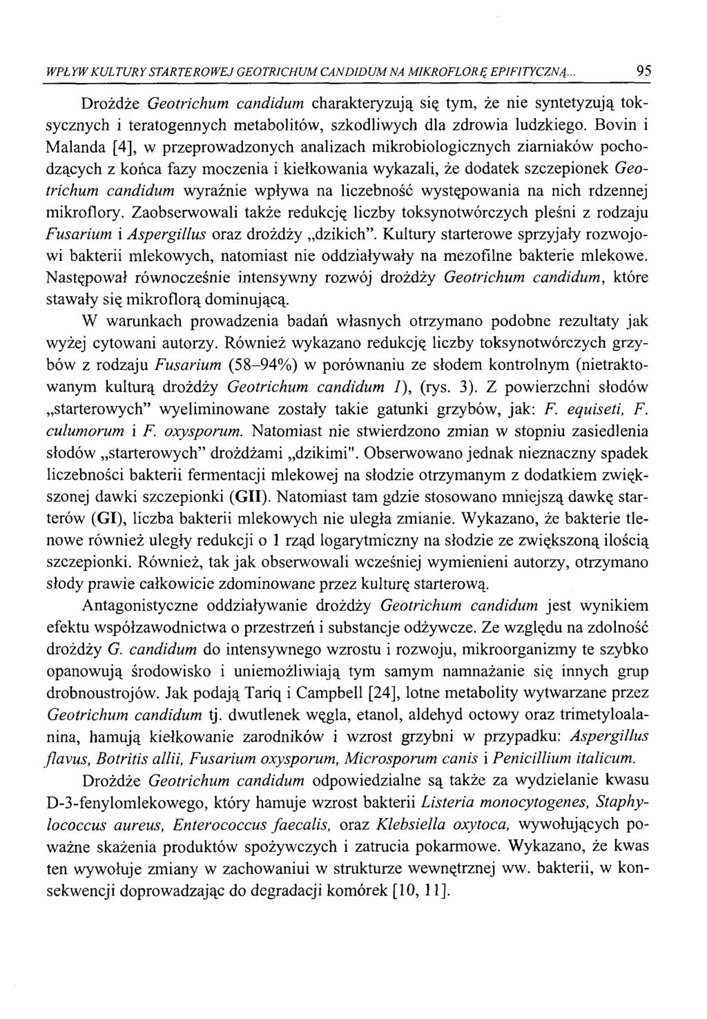WPŁYW KULTURY STARTEROWEJ GEOTRICHUM CANDIDUM NA MIKROFLORĘ EPIFITYCZNĄ.