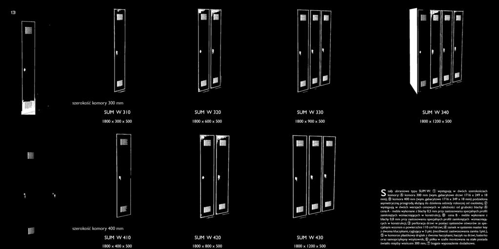 gabarytowe 1716 x 349 x 18 mm) podzielona asymetryczną przegrodą służącą do dzielenia odzieży roboczej od osobistej, (2) występują w dwóch wersjach cenowych w zależności od grubości blachy: cena A-