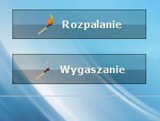 Panel zmiany fazy pracy kotła pelletowego Widok umożliwiający rozpalenie lub wygaszenie kotła (widok aktywny jedynie w przypadku kotła pelletowego) po naciśnięciu tego panelu można