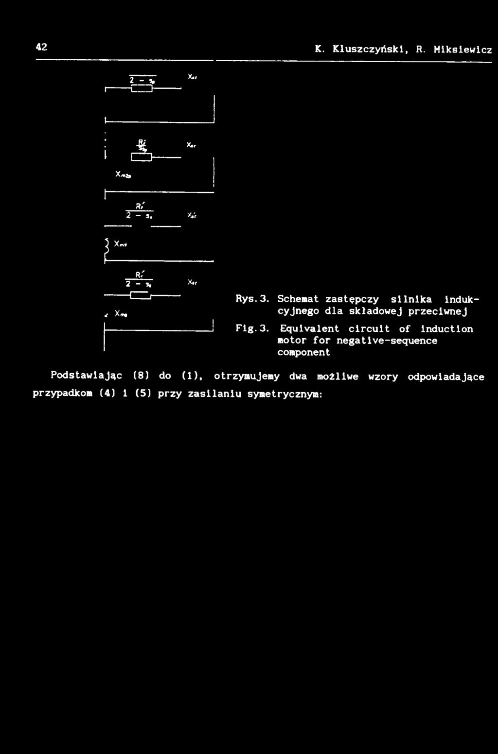 3. Equivalent circuit of induction motor for negatlve-sequence