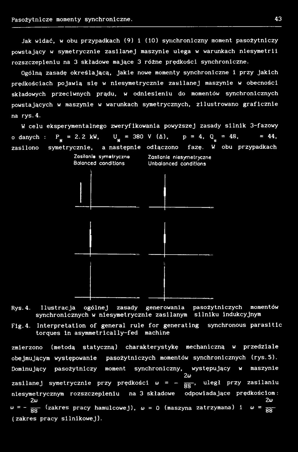 momentów synchronicznych powstających w maszynie w warunkach symetrycznych, zilustrowano graficznie na rys. 4.