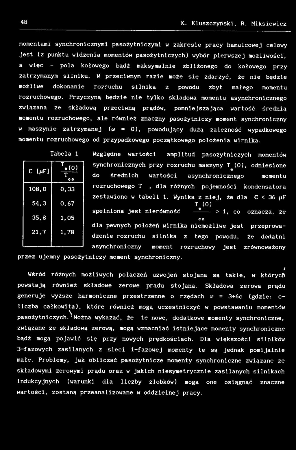 synchroniczny w maszynie zatrzymanej (u = 0), powodujący dużą zależność wypadkowego momentu rozruchowego od przypadkowego początkowego położenia wirnika.
