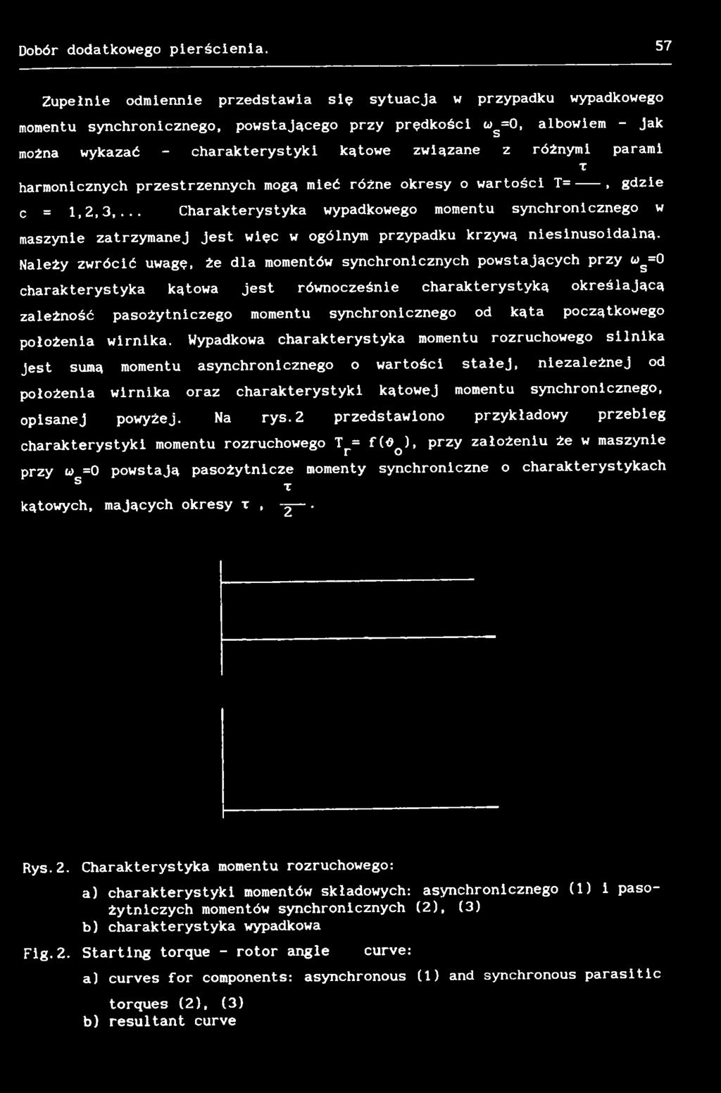 Należy zwrócić uwagę, że dla momentów synchronicznych powstających przy o>s=0 charakterystyka kątowa jest równocześnie charakterystyką określającą zależność pasożytniczego momentu synchronicznego od