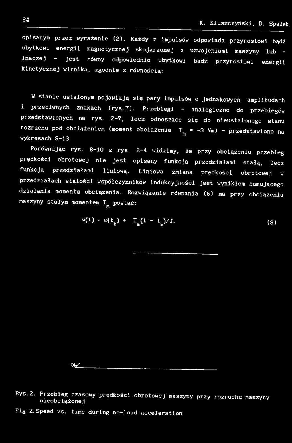lecz odnoszące się do nieustalonego stanu Tm = -3 Nm) - przedstawiono na Porównując rys. 8-10 z rys.