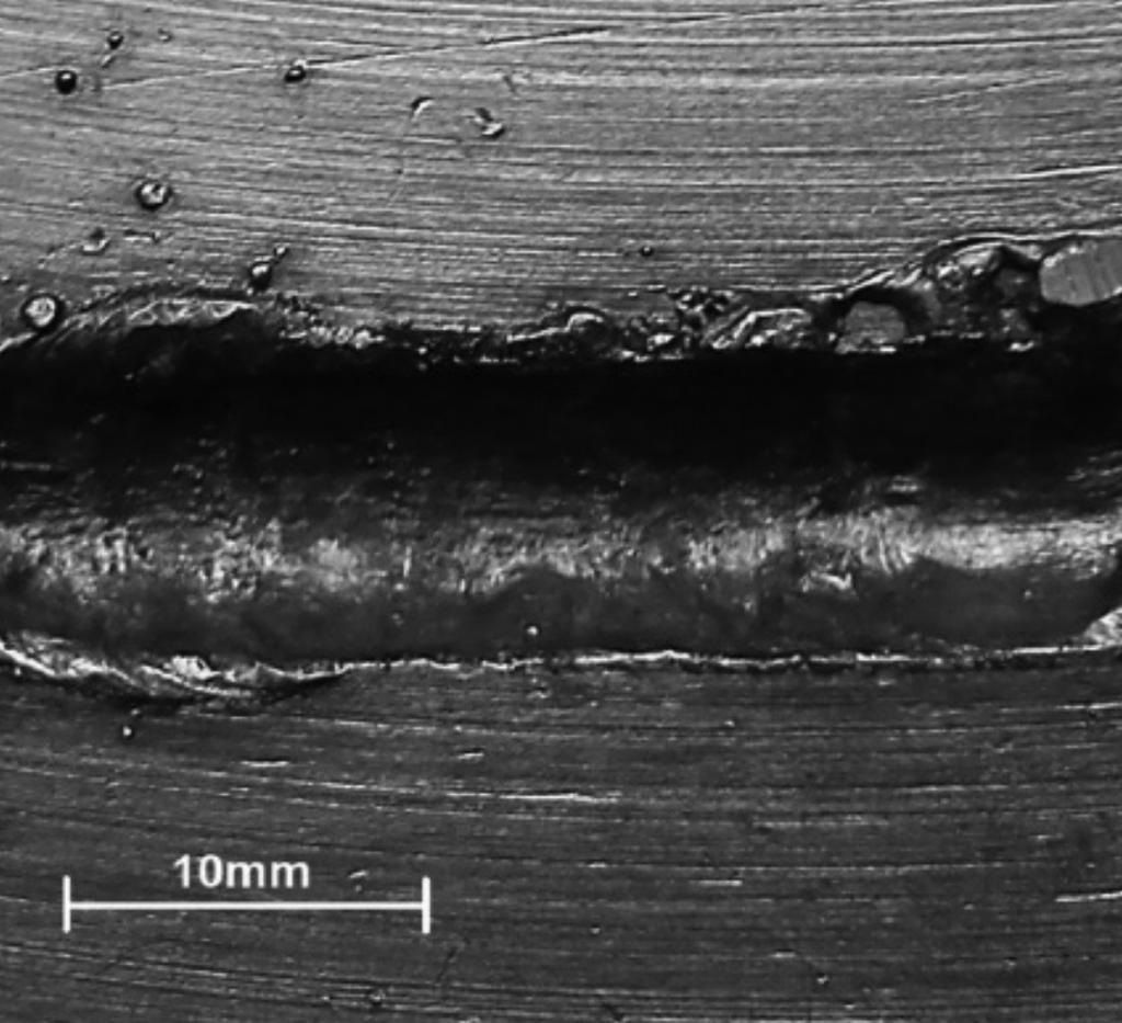 View macrostructure after gouging plasma, coated electrode, electro-air metalograficznym makroskopowym na mikroskopie świetlnym Olympus