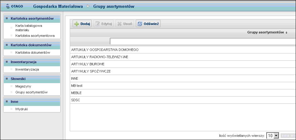3.2 Grupy asortymentów Przykład 3.4 Przykład 3.5 3.2. Grupy asortymentów Po wybraniu opcji menu Słownik - Grupy asortymentów otwarty zostanie formularz (patrz przykład 3.