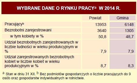 Sytuacja gospodarcza w gminie wpływa na kondycję lokalnego rynku pracy.