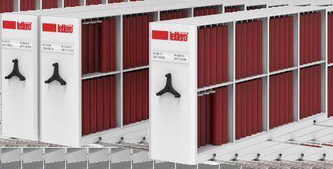 10 REGAŁY NA RĘKAWY FLEKSOGRAFICZNE Regały jezdne umożliwiają zwiększenie pojemności magazynów przez minimalizację