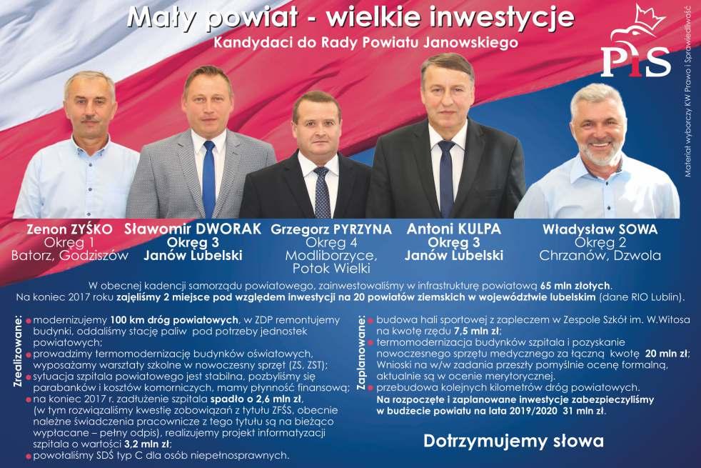 Kończy się VII kadencja Rady Miejskiej w Janowie Lubelskim, która ukonstytuowała się 1 grudnia 2014 r. Ponownie zostałam wybrana do pełnienia funkcji przewodniczącej Rady Miejskiej.