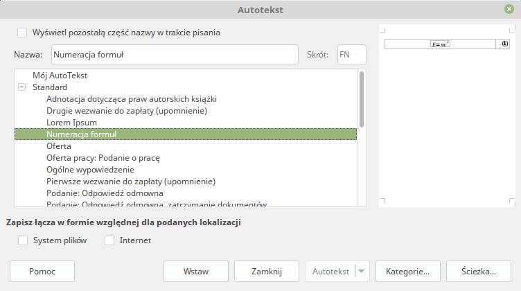 Z1.6 Załącznik 1: LibreOffice Writer 5. Bibliografia Rys. Z1.1. Dołączenie spisów rysunków i tabel do spisu treści Nagłówek rozdziału Bibliografia należy złożyć stylem Nagłówek 1, po czym klawiszem BackSpace wykasować numerację tego nagłówka.