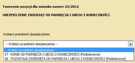 REJESTROWANIE WNIOSKU Kolejnym krokiem w rejestrowaniu wniosku drogą elektroniczną jest wprowadzenie danych dotyczących ubezpieczanego mienia. KROK 1. W celu dodania nowej pozycji (np.