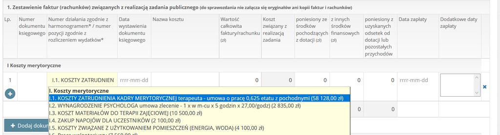 Po uzupełnieniu wszystkich pól w tej zakładce naciskamy Następny krok, aby przejść do kolejnego etapu wypełniania sprawozdania. 7.