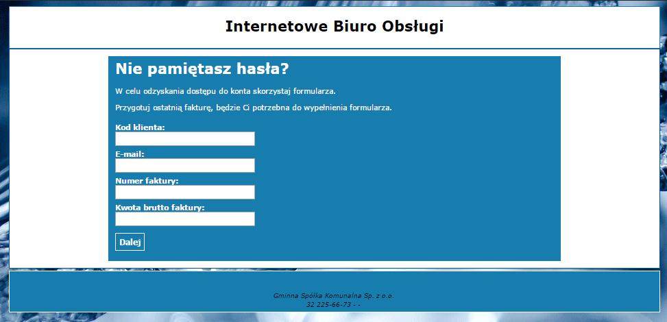 W tym celu należy kliknąć na opcję Nie pamiętam hasła.