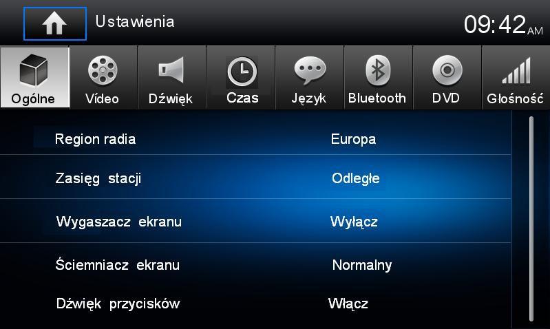 Rys 9 Rys 10 Ustawienia - Czas Data. Za pomocą przycisków / ] ustaw rok, miesiąc i dzień, kliknij Zapisz. Tryb czasu. Wybór pomiędzy trybem 12H lub 24H godzinnym, zalecany jest 24H. Czas. Za pomocą przycisków / ] ustaw odpowiedni czas, oraz kliknij Zapisz.
