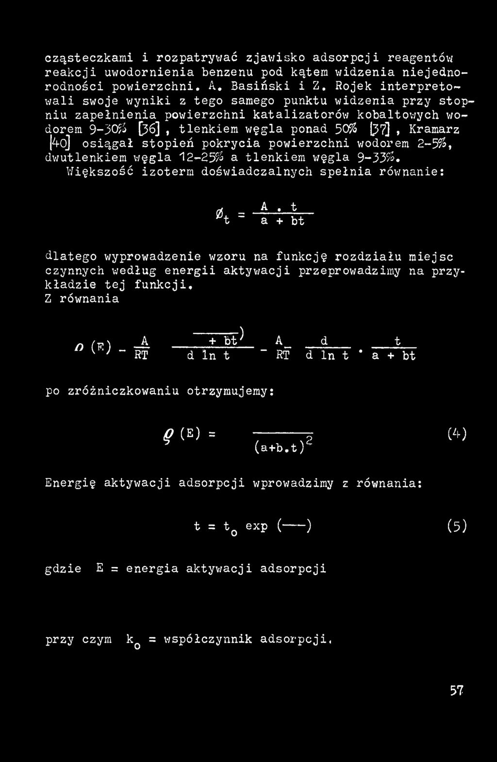 m 2-5 %, d w u t l e n k i e m w ę g l a 1 2-2 5 % a t l e n k i e m w ę g l a 9-3 3 %. W i ę k s z o ś ć i z o t e r m d o ś w i a d c z a l n y c h s p e ł n i a r ó w n a n i e : 0 = -A.