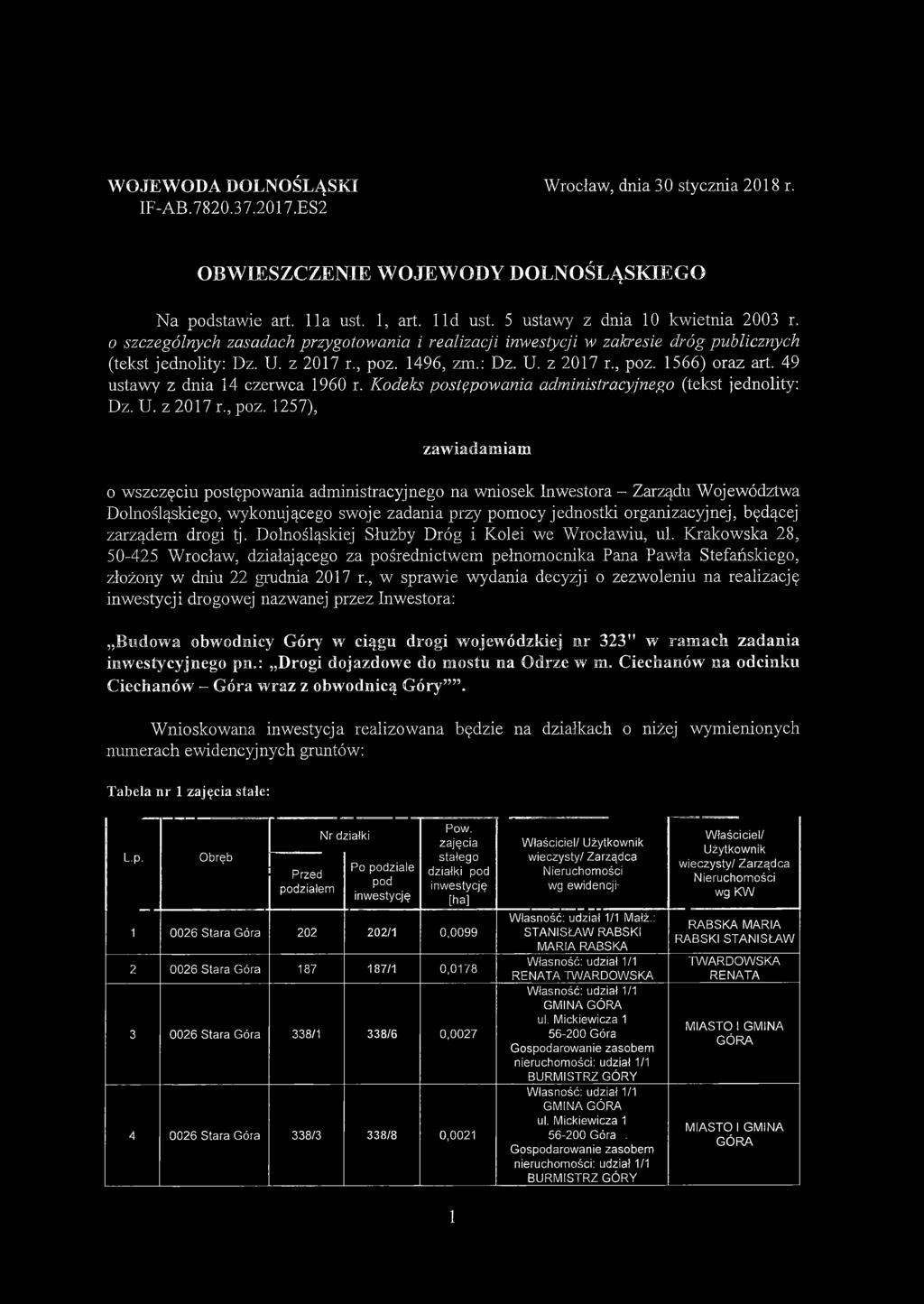 49 ustawy z dnia 14 czerwca 1960 r. Kodeks postępowania administracyjnego (tekst jednolity: Dz.U. z 2017 r., poz.