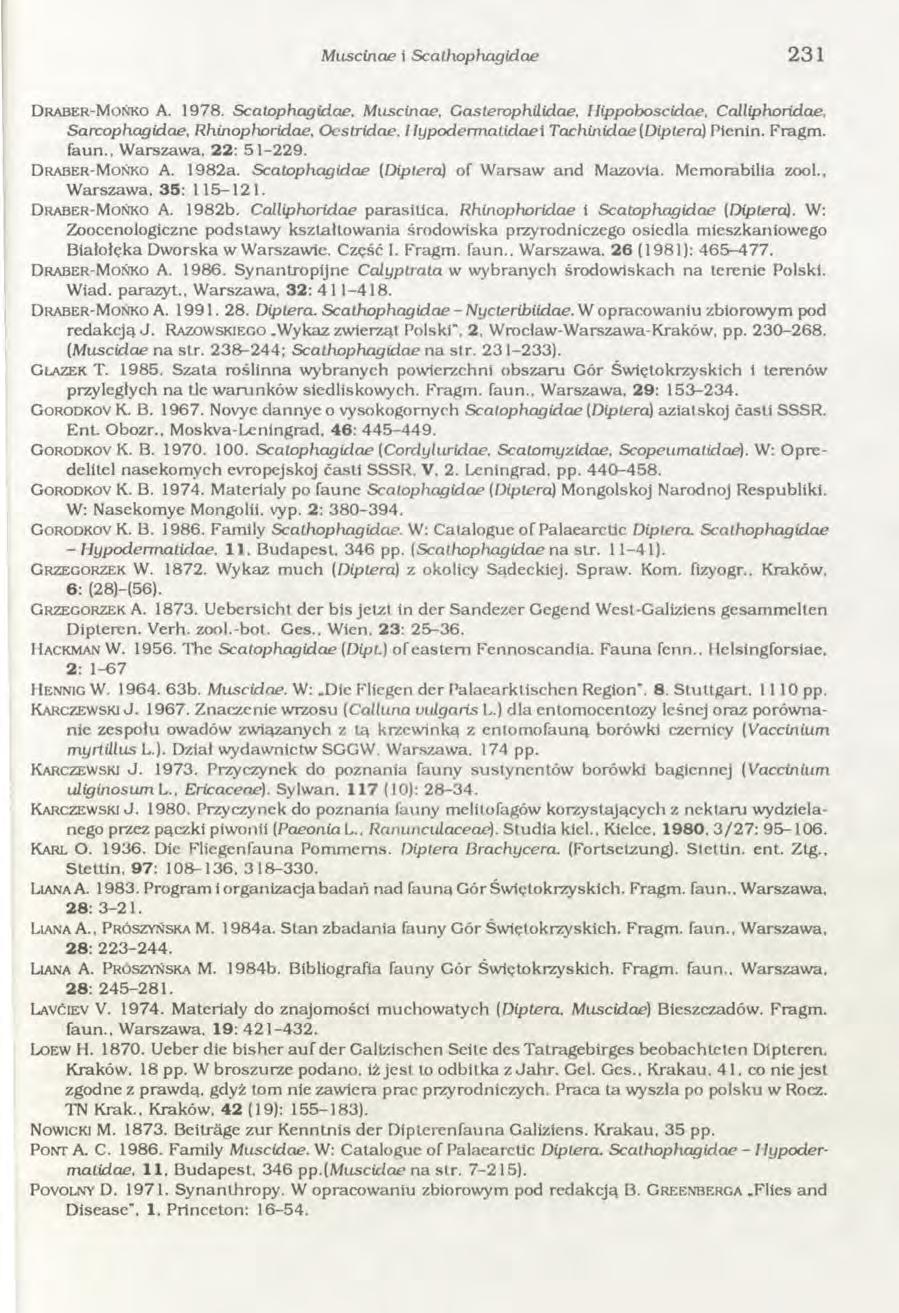 Miiscinae i Scathophagidae 231 D r a b e r - M o ń k o A. 1978.