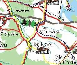 Mapa: szlaki turystyczne w obszarze miejscowości Bartkowo (źródło: www.gryfino.