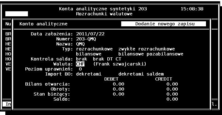 analitycznego dodatkowego parametru waluta (Rys 14). Zakładanie konta analitycznego zostało dokładnie omówione w rozdziale 4.4.2.