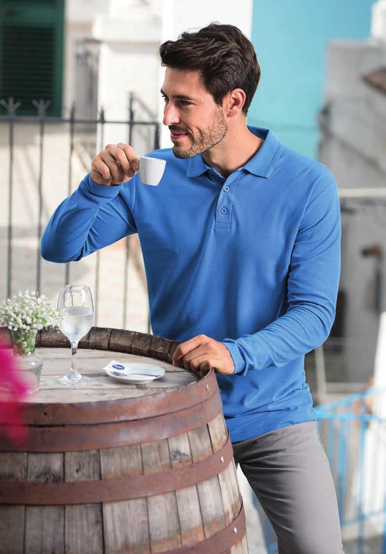 PIQUE POLO LS 221 koszulka polo męska Pique, 65 % bawełna, 35 % poliester, 200 g/m 2 S - 3XL koszulka polo z długim rękawem o wyższej gramaturze kołniezyk wykonany z dzianiny ściągaczowej 1:1 z