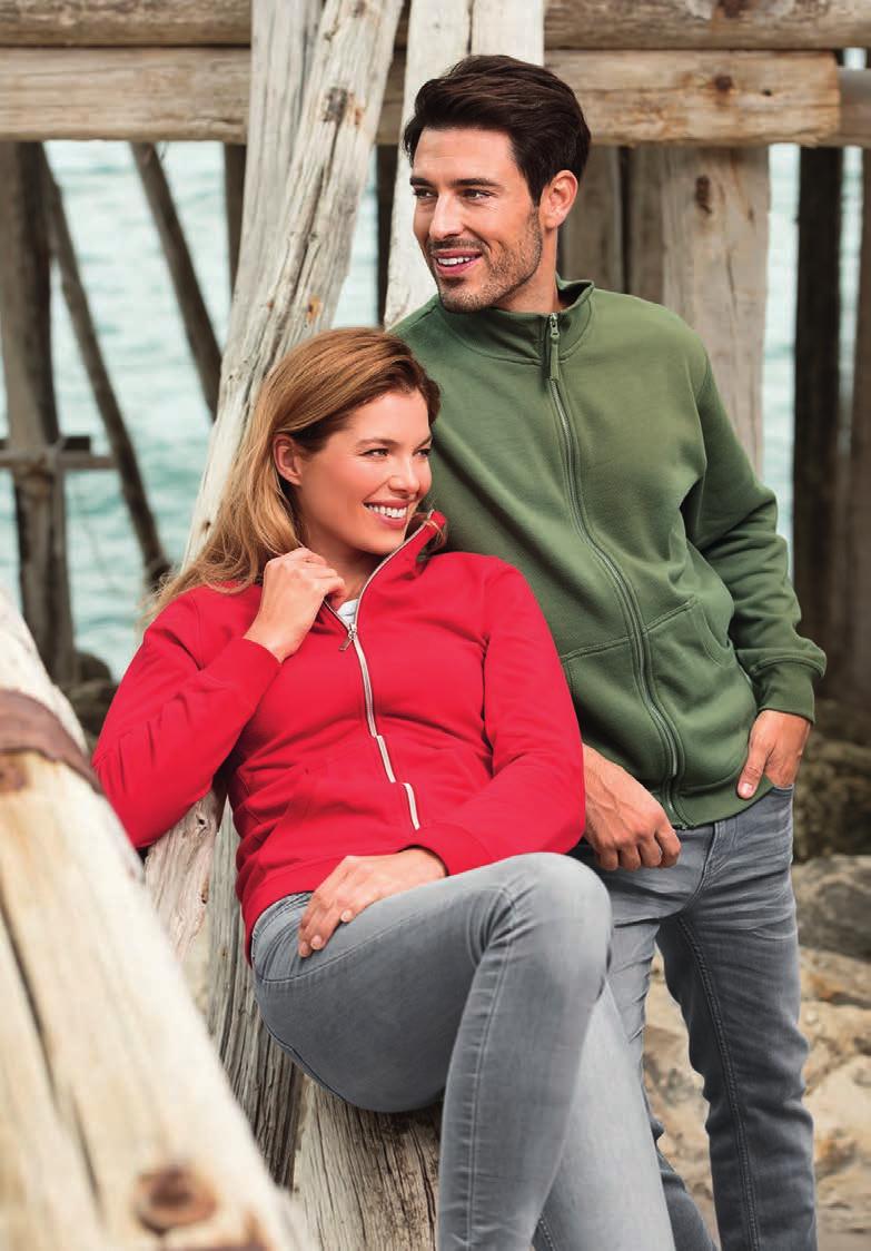 ADVENTURE 407 bluza męska DUO Terry, czesana od wewnątrz, 65 % bawełna, 35 % poliester, 300 g/m 2 S - 3XL wysokiej jakości modna bluza ze stójką z dzianiny ściągaczowej zapinana na zamek części