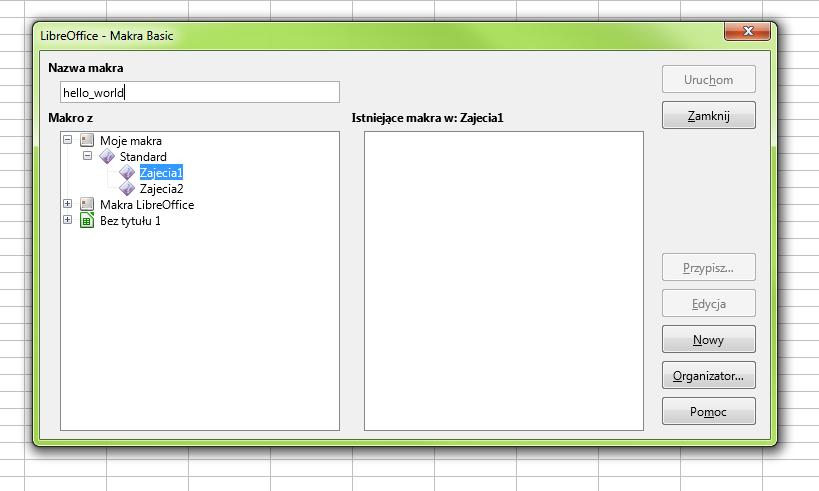 LibreOffice Calc VBA LibreOffice Calc umożliwia tworzenie własnych funkcji