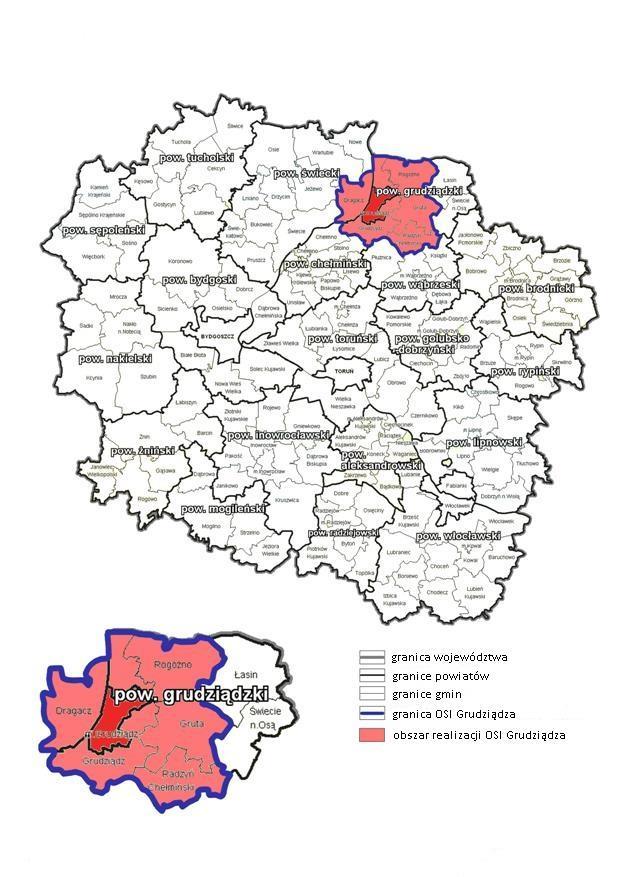 Zasięg terytorialny OSI Grudziądza i