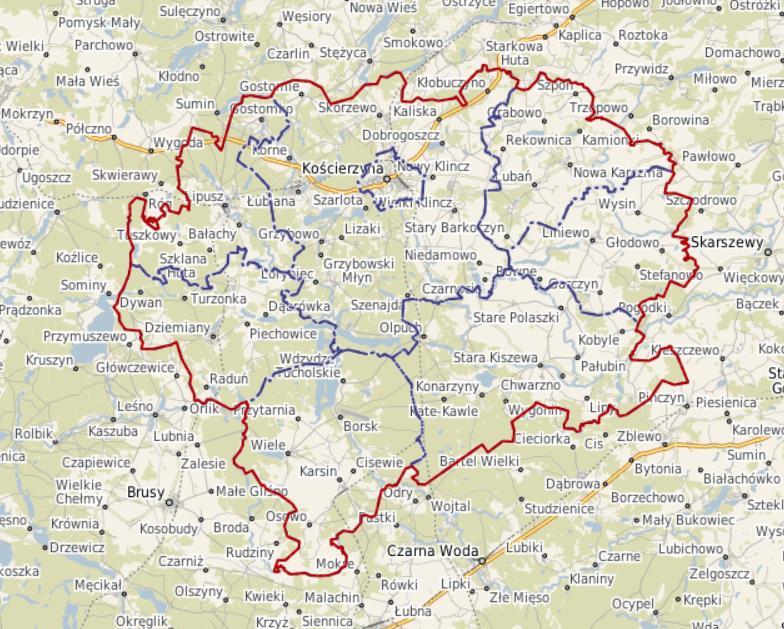 Rys. 3. Podział administracyjny powiatu kościerskiego Źródło: www.koscierski.e-mapa.net, dostęp: 10.12.2014 r.