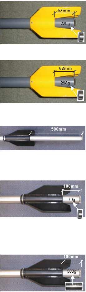 9. OBCIĄŻNIKI DO MŁYNKA HYDROMETRYCZNEGO SEBA F1 Długa płetwa sterująca, 5 kg, plastikowa, 880 mm przeciwwaga 228 g. Długa płetwa sterująca, 10 kg, plastikowa, 880 mm przeciwwaga 298 g.
