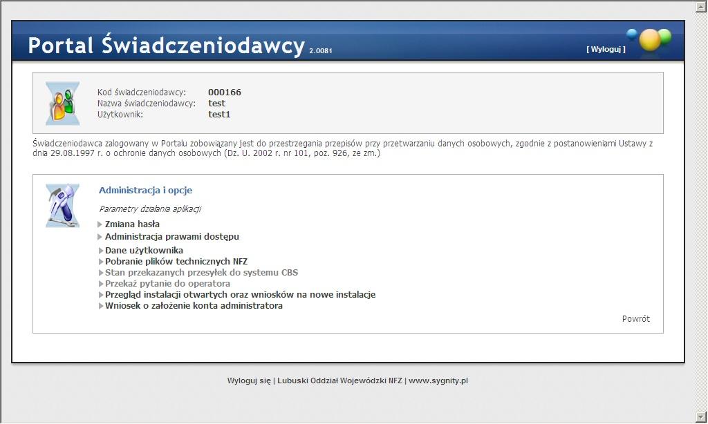 PORTAL ŚWIADCZENIODAWCY 1. 12 Zmiana hasła powoduje wyświetlenie strony umieszczonej poniżej i umożliwia zmianę hasła użytkownika.