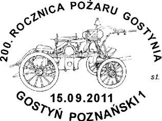 2011 Gostyń wolny od ognia, wydany i stosowany przez Pocztę Polską na wniosek gostyńskiego Koła PZF. Projektantem był Sławomir Tomków (30).