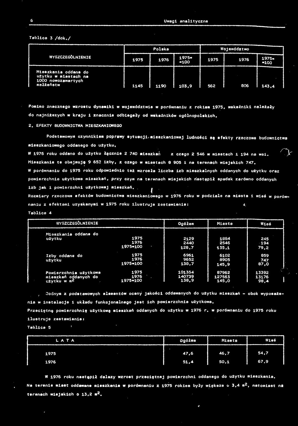 województwie w porównaniu z rokiem 1975, wskaźniki należały do najniższych w kraju 1 znacznie odbiegały od wskaźników ogólnopolskich. 2.