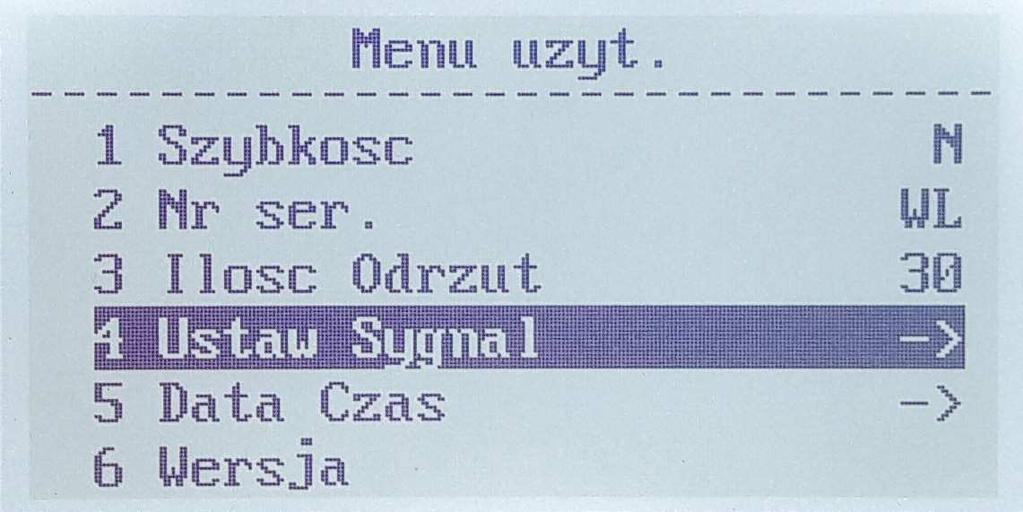 4. Ustawienia sygnałów dźwiękowych a) Przejdź do pozycji 4 Ustaw Sygnal i wciśnij przycisk RESET Uruchom urządzenie przy pomocy przycisku zasilania znajdującego się z tyłu urządzenia.