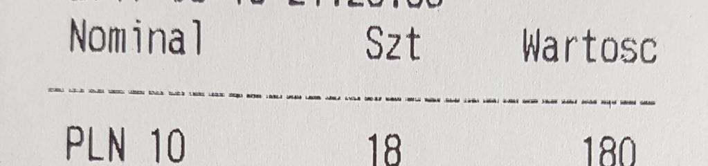 Po wciśnięciu przycisku DISPLAY na ekranie pojawi się specyfikacja przeliczonych banknotów.