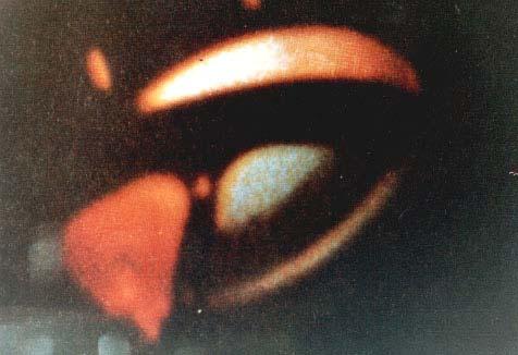 P-126 Rys. P24. Dwa nocne zdjęcia UFO lecącego w trybie bijącym. (Góra) Nocne zdjęcie UFO typu K3 lecącego w trybie bijącym.