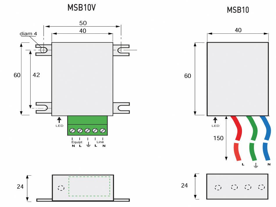 Ograniczniki przepięć typu 2+3 Seria MSB10 MSB10V-400/DE 00/DE Kompaktowe ograniczniki przepięć typu 2+3