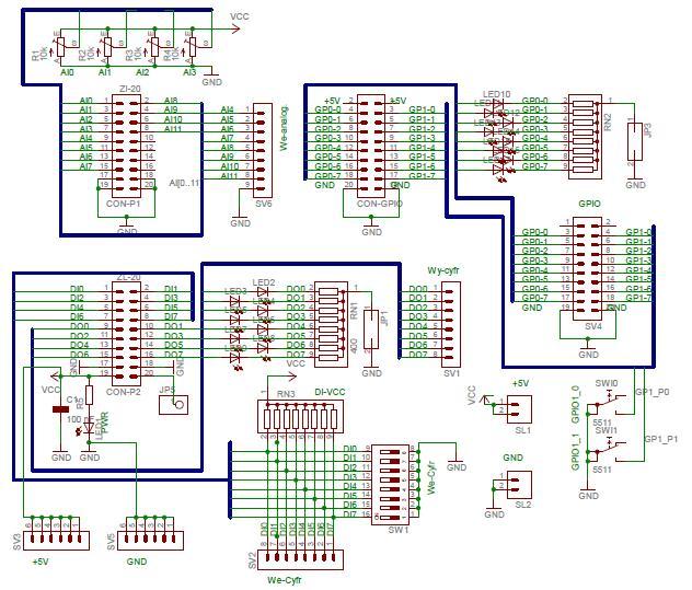 Programowanie aplikacji czasu rzeczywistego w systemie QNX6 Neutrino z wykorzystaniem platformy Vortex 40 Rys. 4-4 Schemat płyty interfejsowej 4.