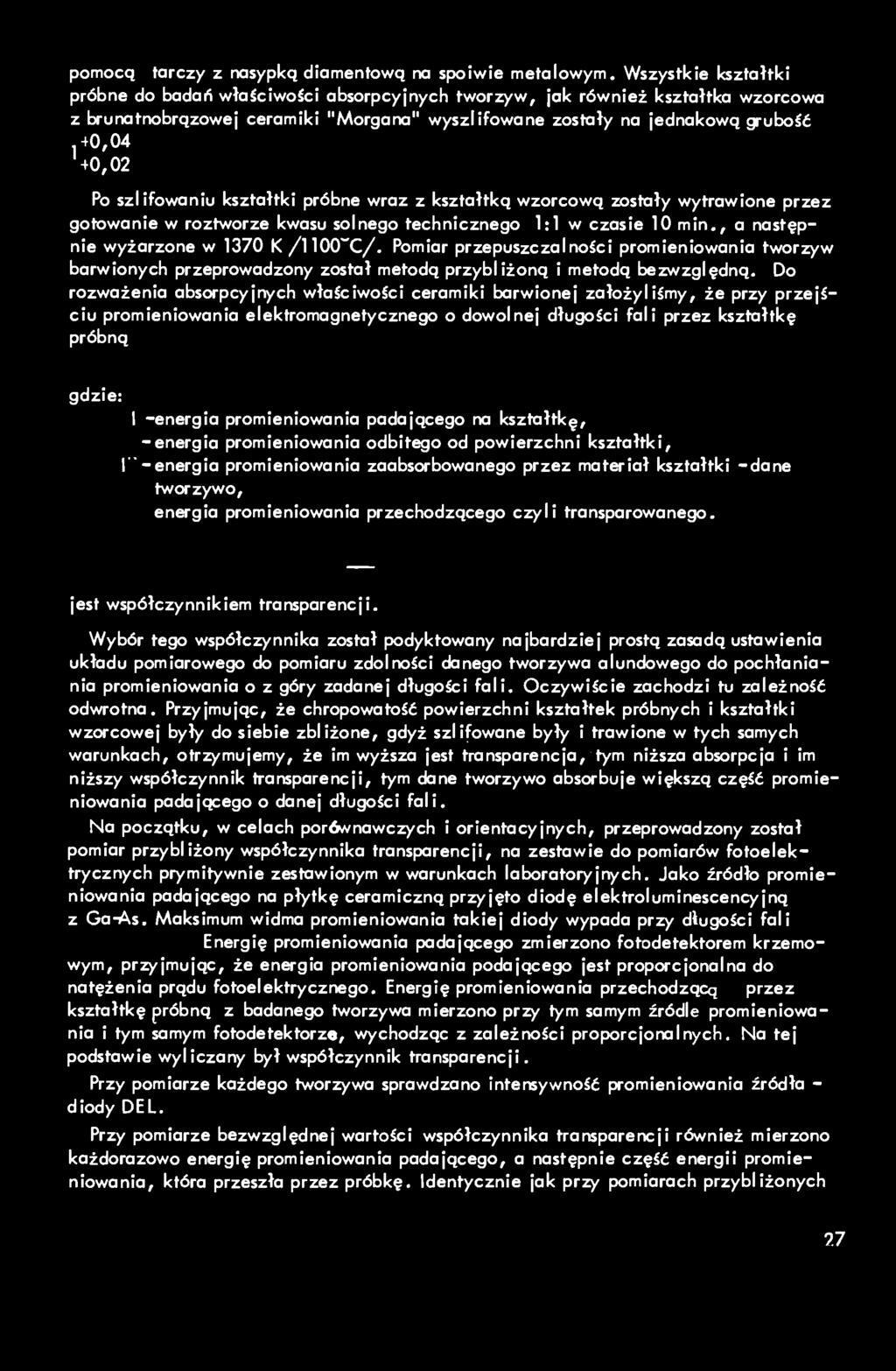 szlifowaniu kształtki próbne wraz z kształtką wzorcową zostały wytrawione przez gotowanie w roztworze kwasu solnego technicznego 1:1 w czasie 10 min., a następnie wyżarzone w 1370 K/1100 C/.