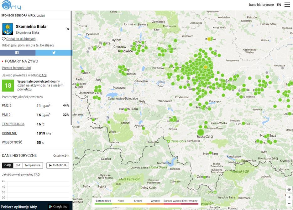 Informacja o jakości powietrza Aplikacja mobilna