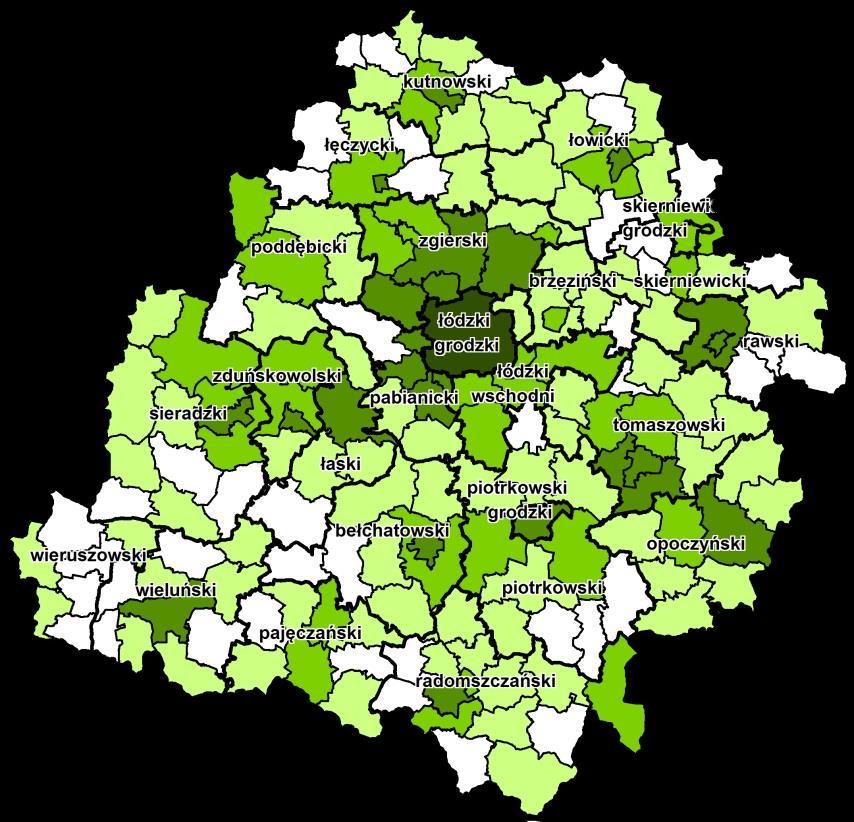 Projekty zakończone w ramach polityki horyzontalnej w latach 2013-2016 Liczba projektów zakończonych w latach